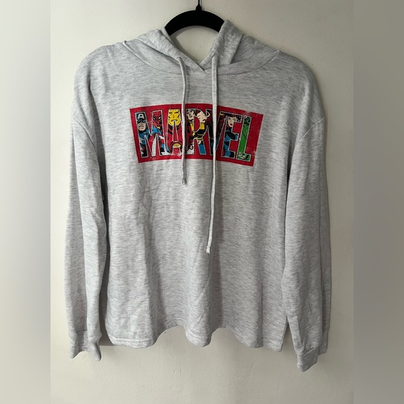 Marvel light grey hoodie. Size is L but I’d more like a Medium. NWOT. Super soft - Picture 1 of 5